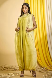 Picture of Pretty Yellow Designer Indo-Western Outfit for Party and Haldi