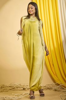 Picture of Pretty Yellow Designer Indo-Western Outfit for Party and Haldi