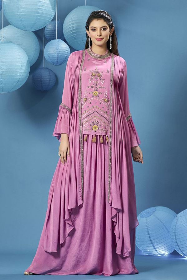 Picture of Surreal Pink Designer Indo-Western Outfit for Party and Festive wear