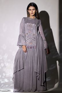 Picture of Dashing Grey Designer Indo-Western Outfit for Party and Festive wear