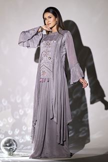 Picture of Dashing Grey Designer Indo-Western Outfit for Party and Festive wear