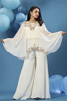 Picture of Stylish White Designer Palazzo Suit for Party and Festive wear 