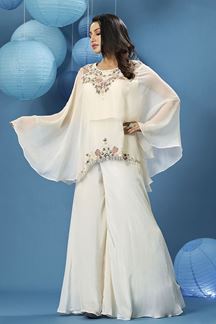 Picture of Stylish White Designer Palazzo Suit for Party and Festive wear 