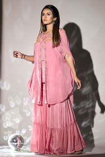 Picture of Striking Pink Designer Gharara Suit for Party