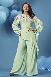 Picture of Fascinating Light Green Designer Palazzo Suit for Party and Mehendi
