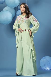 Picture of Fascinating Light Green Designer Palazzo Suit for Party and Mehendi