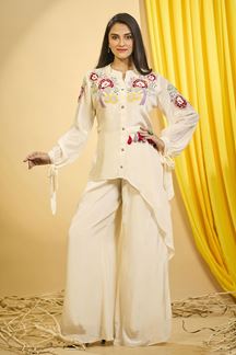 Picture of Spectacular Cream Designer Palazzo Suit for Party and Festive Wear 