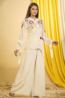 Picture of Spectacular Cream Designer Palazzo Suit for Party and Festive Wear 