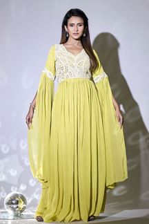 Picture of Exuberant Yellow Georgette Designer Gown for Party