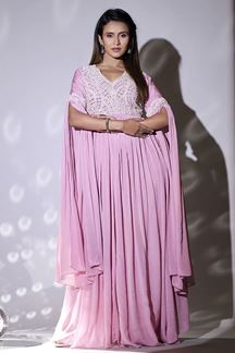 Picture of Charming Pink Georgette Designer Gown for Party and Engagement