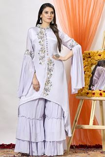 Picture of Exquisite Lavender Designer Sharara Suit for Party and Festivals