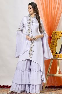 Picture of Exquisite Lavender Designer Sharara Suit for Party and Festivals