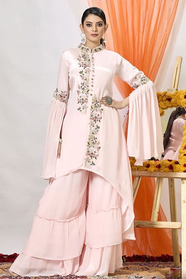 Picture of Aesthetic Pink Designer Sharara Suit for Party and Festive wear