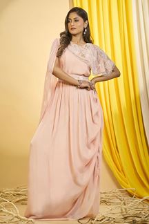 Picture of Impressive Light Peach Designer Indo-Western Outfit for Party and Engagement