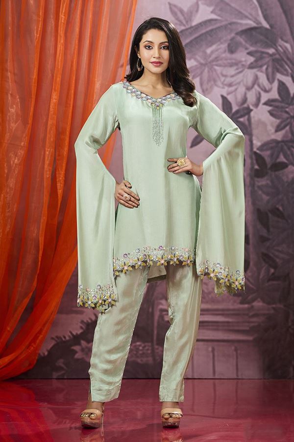 Picture of Glorious Light Green Georgette Designer Suit for Party