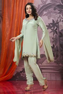 Picture of Glorious Light Green Georgette Designer Suit for Party