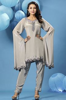 Picture of Divine Light Grey Georgette Designer Suit for Party