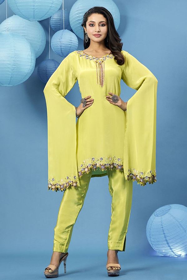 Picture of Pretty Light Green Georgette Designer Suit for Party and Festivals