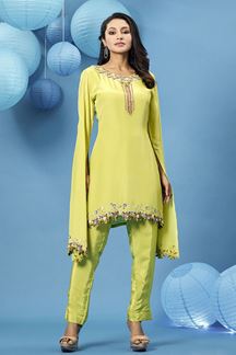Picture of Pretty Light Green Georgette Designer Suit for Party and Festivals