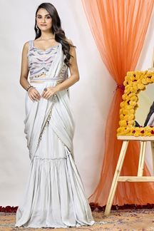 Picture of Classy Blue Designer Saree for Party and Sangeet
