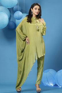 Picture of Dashing Green Designer Indo-Western Outfit for Party and Mehendi