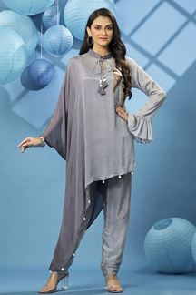 Picture of Charming Grey Designer Indo-Western Outfit for Party