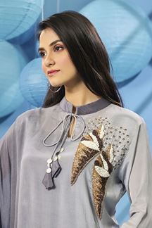 Picture of Charming Grey Designer Indo-Western Outfit for Party