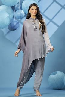 Picture of Charming Grey Designer Indo-Western Outfit for Party