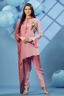 Picture of Amazing Pink Designer Indo-Western Outfit for Party