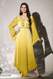 Picture of Mesmerizing Yellow Georgette Designer Gown for Party and Festive wear