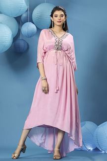 Picture of Beautiful Pink Georgette Designer Kurti for Party and Festive Wear 