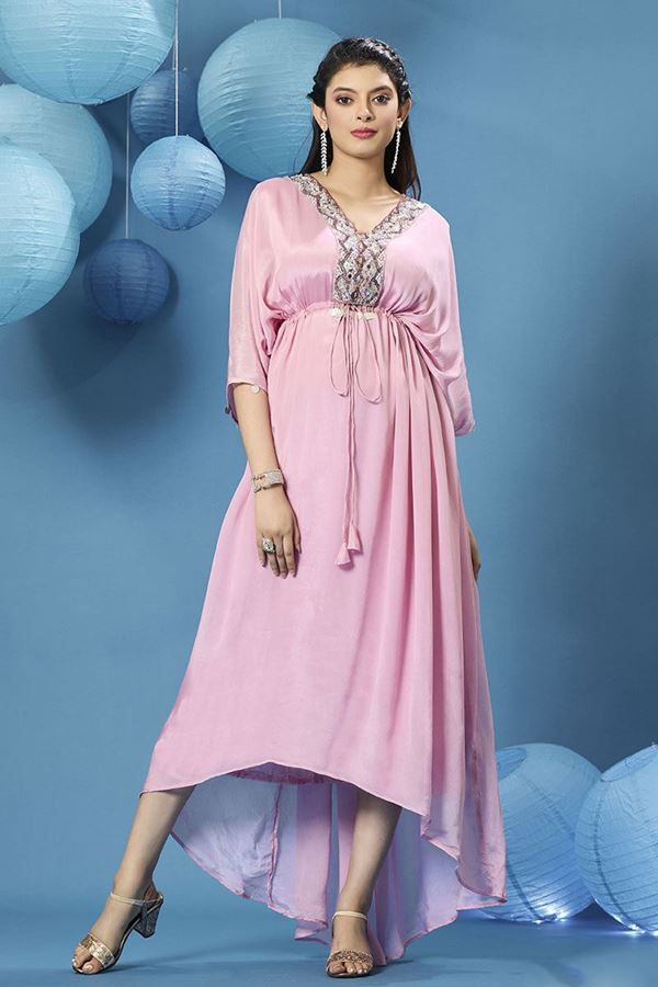 Picture of Beautiful Pink Georgette Designer Kurti for Party and Festive Wear 