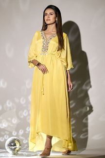 Picture of Appealing Yellow Georgette Designer Kurti for Party and Haldi