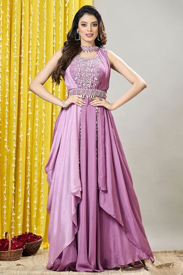 Picture of Exuberant Lavender Designer Gown for Party and Sangeet 