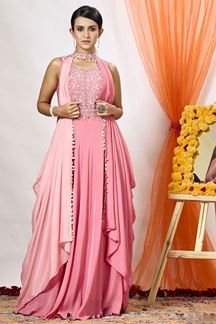 Picture of Marvelous Pink Designer Gown for Party and Engagement