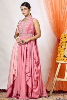 Picture of Marvelous Pink Designer Gown for Party and Engagement