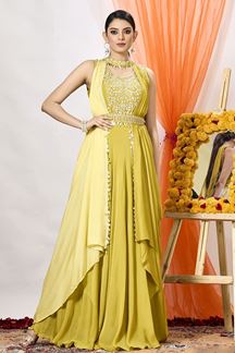 Picture of Exquisite Yellow Designer Dress for Party and Haldi