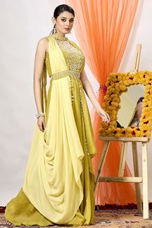 Picture of Exquisite Yellow Designer Dress for Party and Haldi