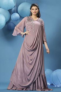 Picture of Divine Mauve Georgette Designer Gown for Party and Engagement
