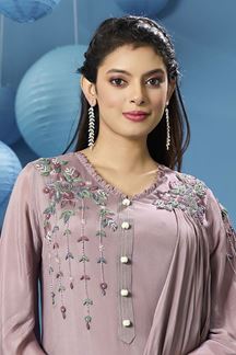 Picture of Divine Mauve Georgette Designer Gown for Party and Engagement