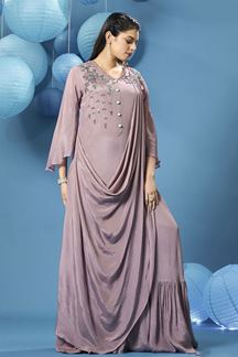 Picture of Divine Mauve Georgette Designer Gown for Party and Engagement