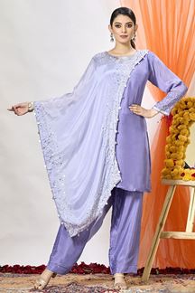 Picture of Exquisite Lavender Designer Indowestern Suit for a Party and Festive wear