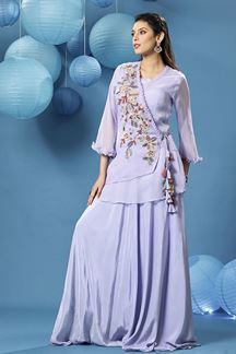 Picture of Surreal Lavender Designer Palazzo Suit for Party and Festive Wear 