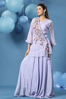 Picture of Surreal Lavender Designer Palazzo Suit for Party and Festive Wear 