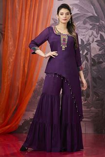 Picture of Impressive Purple Designer Gharara Suit for Party