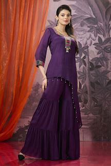 Picture of Impressive Purple Designer Gharara Suit for Party