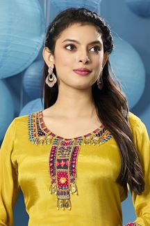 Picture of Irresistible Yellow Designer Gharara Suit for Party and Haldi