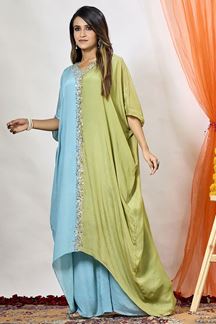 Picture of Awesome Blue and Green Designer Palazzo Suit for Party and Festivals