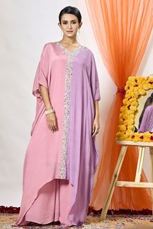 Picture of Stylish Pink and Lavender Designer Palazzo Suit for Party