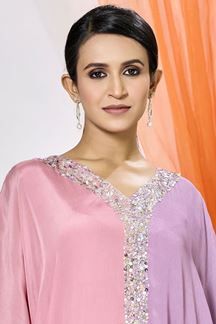 Picture of Stylish Pink and Lavender Designer Palazzo Suit for Party